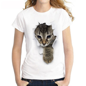 3D Cat Print Casual Women T-Shirt