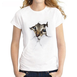 3D Cat Print Casual Women T-Shirt