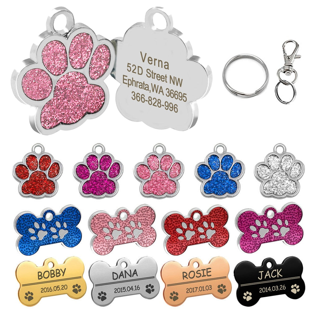 Personalized Dog Cat Tags Engraved ID Name Collar Tag