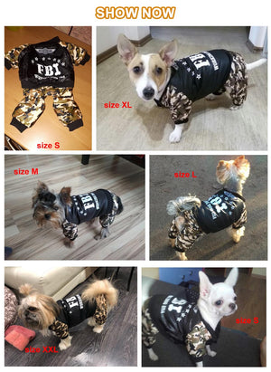 Cool FBI Pet Dog Jumpsuit Costume